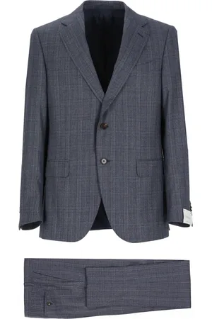 CARUSO Homme, Costumes, Bleu, Taille: M Costume Bleu en Laine Veste et Pantalon