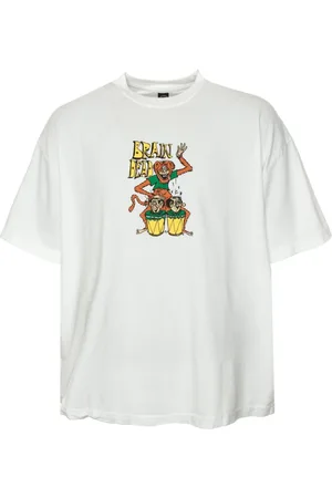 Brain Dead Homme, Tops, Blanc, Taille: XL T-shirt à Imprimé Coloré Manches Courtes