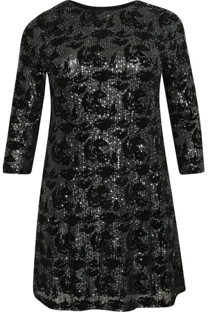 Kaffe Femme, Robes, Noir, Taille: 42 FR Robe à Paillettes Noir/Argent Foncé