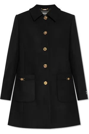 VERSACE Femme, Manteaux, Noir, Taille: 36 FR Manteau en laine