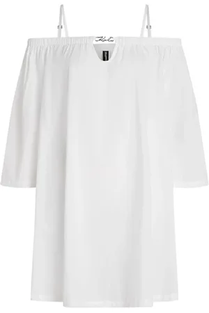 Karl Lagerfeld Femme, Robes, Blanc, Taille: 42 FR Robe de plage épaules dénudées