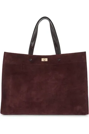 Anya Hindmarch Femme, Sacs, Violet, Taille: ONE Size Sac Fourre-Tout en Daim et Cuir Verni