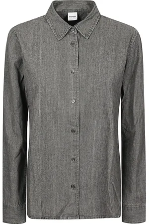 Aspesi Femme, Blouses et Chemises, Gris, Taille: 40 FR Chemise Grise Classique à Manches Longues