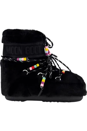 Moon Boot Femme, Chaussures, Noir, Taille: 36 EU Bottes basses en fausse fourrure et perles