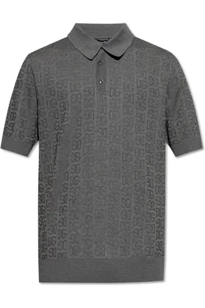 Dolce & Gabbana Homme, Tops, Gris, Taille: L Polo en soie avec monogramme