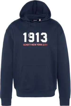 Schott NYC Homme, Sweatshirts et sweats à capuche, Bleu, Taille: XL Sweat à capuche coton bleu