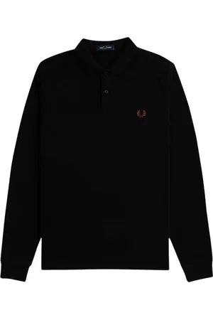 Fred Perry Homme, Tops, Noir, Taille: S Polo de tennis à manches longues