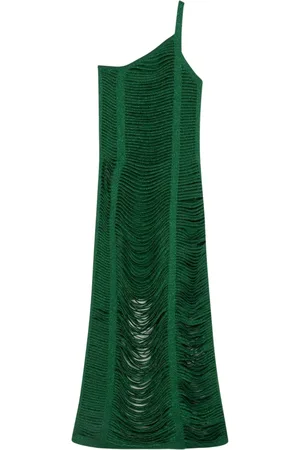 CIRCUS HOTEL Femme, Robes, Vert, Taille: 36 FR Robe Verte à Une Épaule à Franges