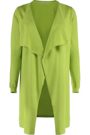 Malo Femme, Pulls, Vert, Taille: 36 FR Gilet Tricot Soie Coton Col Châle