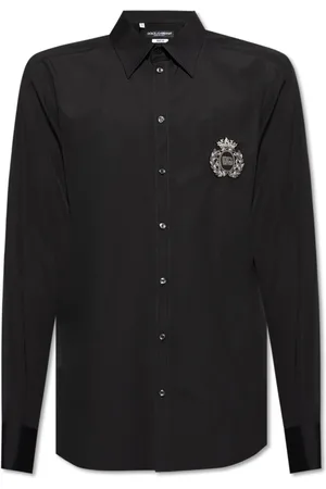 Dolce & Gabbana Homme, Chemises, Noir, Taille: M Chemise en coton avec application
