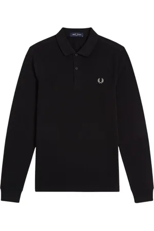 Fred Perry Homme, Tops, Noir, Taille: S Polo de Tennis à Manches Longues