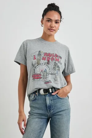 Rails Femme, Tops, Gris, Taille: 40 FR T-shirt London Boyfriend, Jersey Coton Noir
