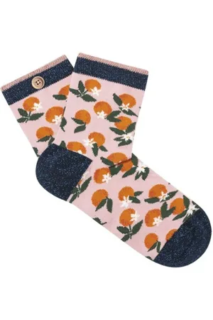 Cabaia Femme, Sous-vêtements, Multicolore, Taille: ONE Size Chaussettes en coton lavande avec bouton