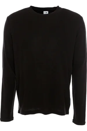 NN.07 Homme, Tops, Noir, Taille: M T-shirt à Manches Longues en Tricot Gaufré