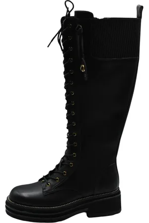 Kurt Geiger Femme, Chaussures, Noir, Taille: 38 EU Bottes de Combat Chelsea en Cuir Noir
