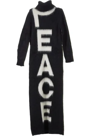 Moschino Femme, Robes, Noir, Taille: 40 FR Robe Longue en Maille avec Intarsia Peace