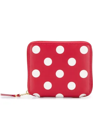 Comme des Garçons Unisex, Accessoires, Rouge, Taille: ONE Size Portefeuille en cuir à pois rouges