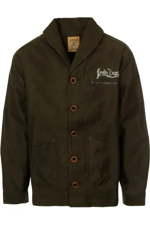 Brain Dead Homme, Vestes, Vert, Taille: 2XL Veste de travail à col en velours côtelé