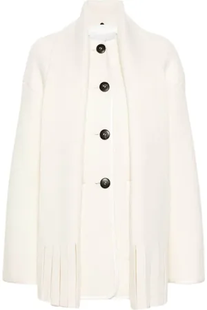 FORTE FORTE Femme, Manteaux, Blanc, Taille: ONE Size Manteau en laine couleur elfe avec franges