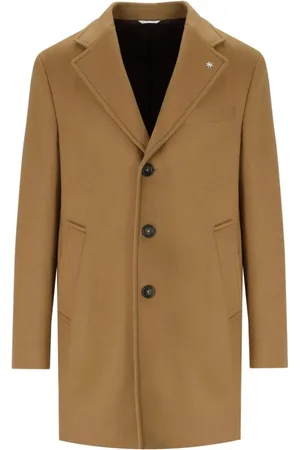 Manuel Ritz Homme, Manteaux, Brun, Taille: XL Manteau en Laine Camel à Boutonnage Simple