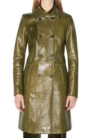 BARBARA BUI Femme, Manteaux, Vert, Taille: 38 FR Trench en cuir verni vert