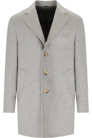 Manuel Ritz Homme, Manteaux, Gris, Taille: L Manteau Gris en Laine à Boutonnage Simple