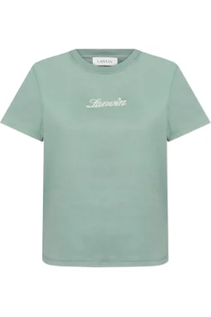 Lanvin Femme, Tops, Vert, Taille: 42 FR T-shirt avec Logo Brodé