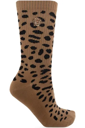 VERSACE Femme, Sous-vêtements, Brun, Taille: L Chaussettes avec motif animal