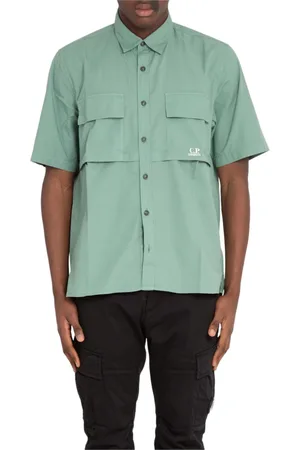 C.P. Company Homme, Chemises, Vert, Taille: M Chemise à Manches Courtes Ripstop