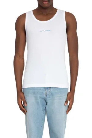 Etudes Homme, Tops, Blanc, Taille: M Débardeur côtelé blanc