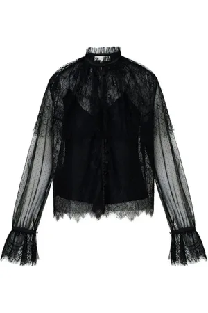 LOVESHACKFANCY Femme, Blouses et Chemises, Noir, Taille: 38 FR Blouse en Dentelle Transparente Duquette à Volants