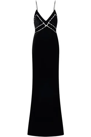 LOVESHACKFANCY Femme, Robes, Noir, Taille: 42 FR Robe longue en velours ornée