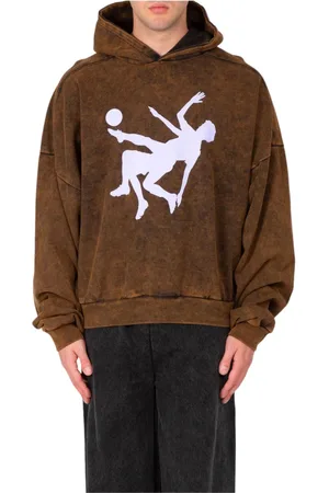 Liberal Youth Ministry Homme, Sweatshirts et sweats à capuche, Brun, Taille: M Sweat à Capuche Vintage Lavé en Noir Polaire