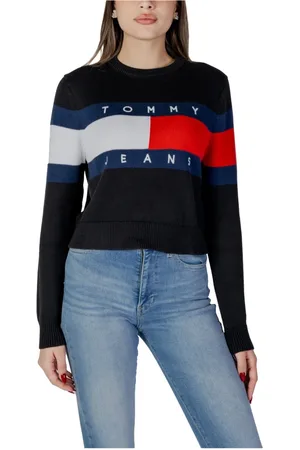 Tommy Hilfiger Femme, Pulls, Noir, Taille: 36 FR Printemps/Été Sweat Femme 100% Coton Régénéré