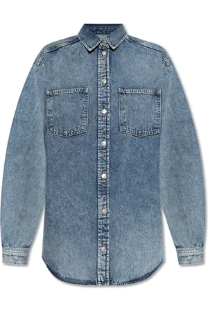Samsøe Samsøe Femme, Blouses et Chemises, Bleu, Taille: 38 FR Chemise en denim Saeleanori