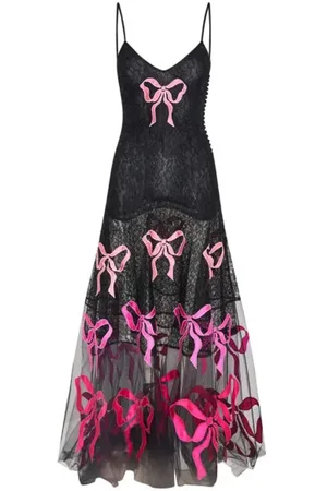 LOVESHACKFANCY Femme, Robes, Multicolore, Taille: 38 FR Robe Midi en Dentelle Brodée avec