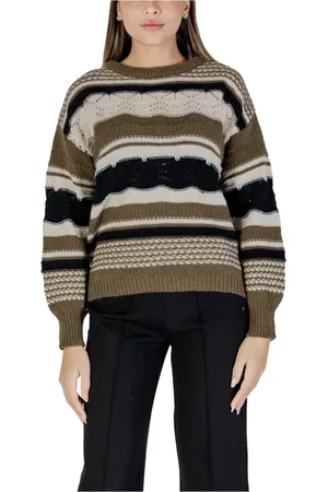 Ichi Femme, Pulls, Multicolore, Taille: 36 FR Pull à Manches Longues Vert