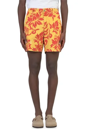 ERL Homme, Shorts, Jaune, Taille: M Shorts en Denim Imprimé Fleurs Tropicales