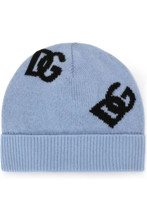 Dolce & Gabbana Femme, Accessoires, Bleu, Taille: ONE Size Bonnet à logo jacquard