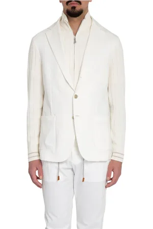 ELEVENTY Homme, Vestes, Blanc, Taille: L Blazer Tricoté en Tissu Mixte