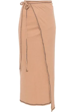 Baserange Femme, Jupes, Brun, Taille: 38 FR Jupe Midi Côtelée Marron/Neutre