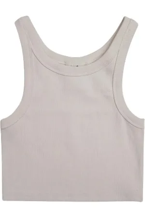Deus Ex Machina Femme, Tops, Blanc, Taille: 36 FR Haut Court Blanc Côtelé