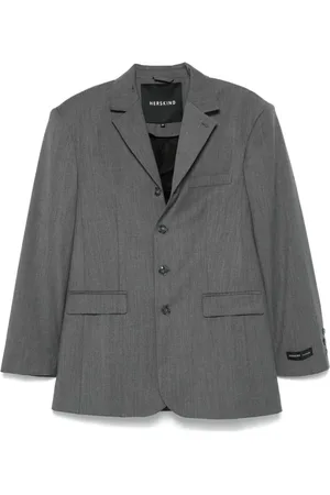 Herskind Femme, Vestes, Gris, Taille: 38 FR Blazer Gris Ardoise avec Bouton Décentré