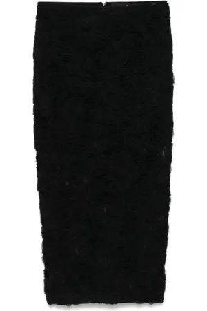 ROTATE Femme, Jupes, Noir, Taille: 42 FR Jupe Crayon en Maille Fleurie Noire
