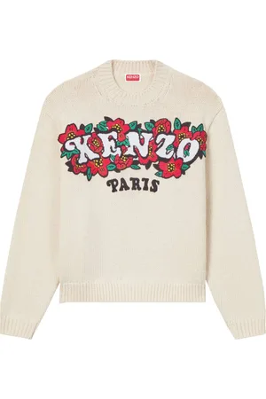 Kenzo Femme, Pulls, Blanc, Taille: 42 FR Pull Blanc avec Fleurs Boke