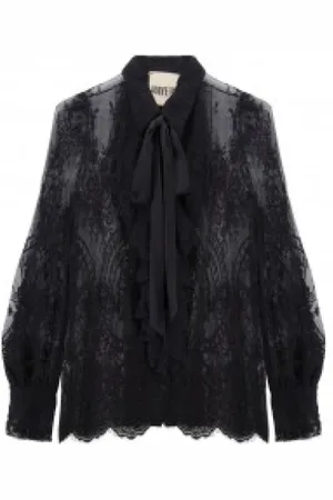 ANIYE BY Femme, Blouses et Chemises, Noir, Taille: 38 FR Chemise en Dentelle à Volants et
