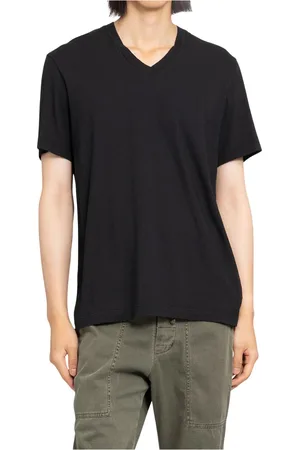 James Perse Homme, Tops, Noir, Taille: 2XL T-shirt col en V noir manches courtes