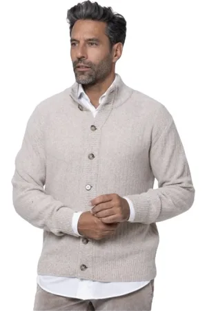 ALTEA Homme, Pulls, Brun, Taille: M Cardigan beige à boutons