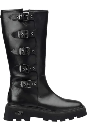 Cult Femme, Chaussures, Noir, Taille: 37 EU Bottes de Mode en Cuir Noir
