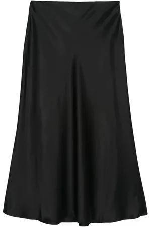 Nanushka Femme, Jupes, Noir, Taille: 42 FR Jupe Midi en Satin Noir Design Évasé